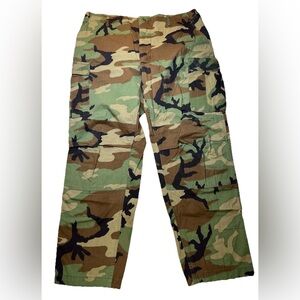 US Military Woodland Camo Pants Size XL Regular Cargo Double Knee USA Button-fly